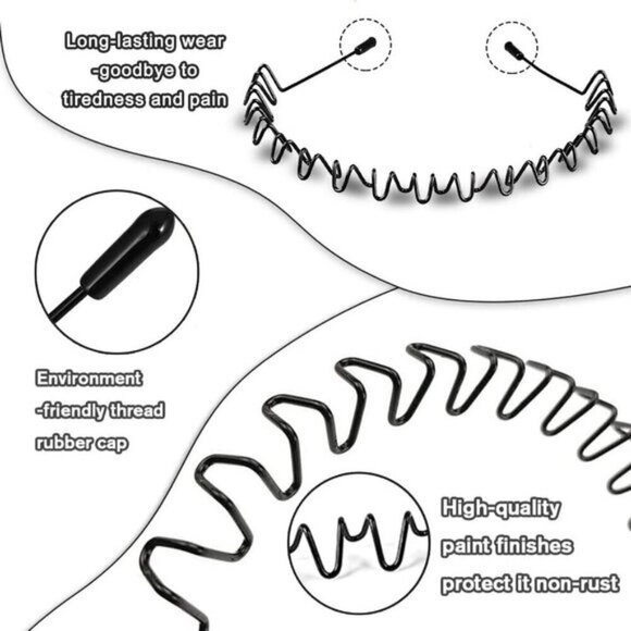 ⚡Men C-New 10pcs Metal Fashion Unisex Wavy Outdoor Simple Elastic Headband main image 6
